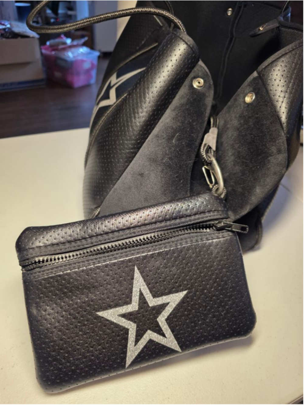Haute Shore Black Neoprene Star Tote Bag Travel Gym Weekender - Picture 6 of 13
